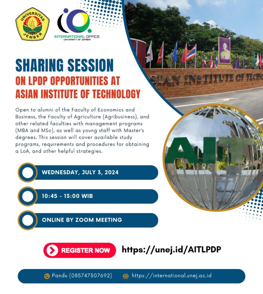 University of Jember Hosts AIT Thailand Sharing Session: Explore LPDP Scholarship Opportunities
