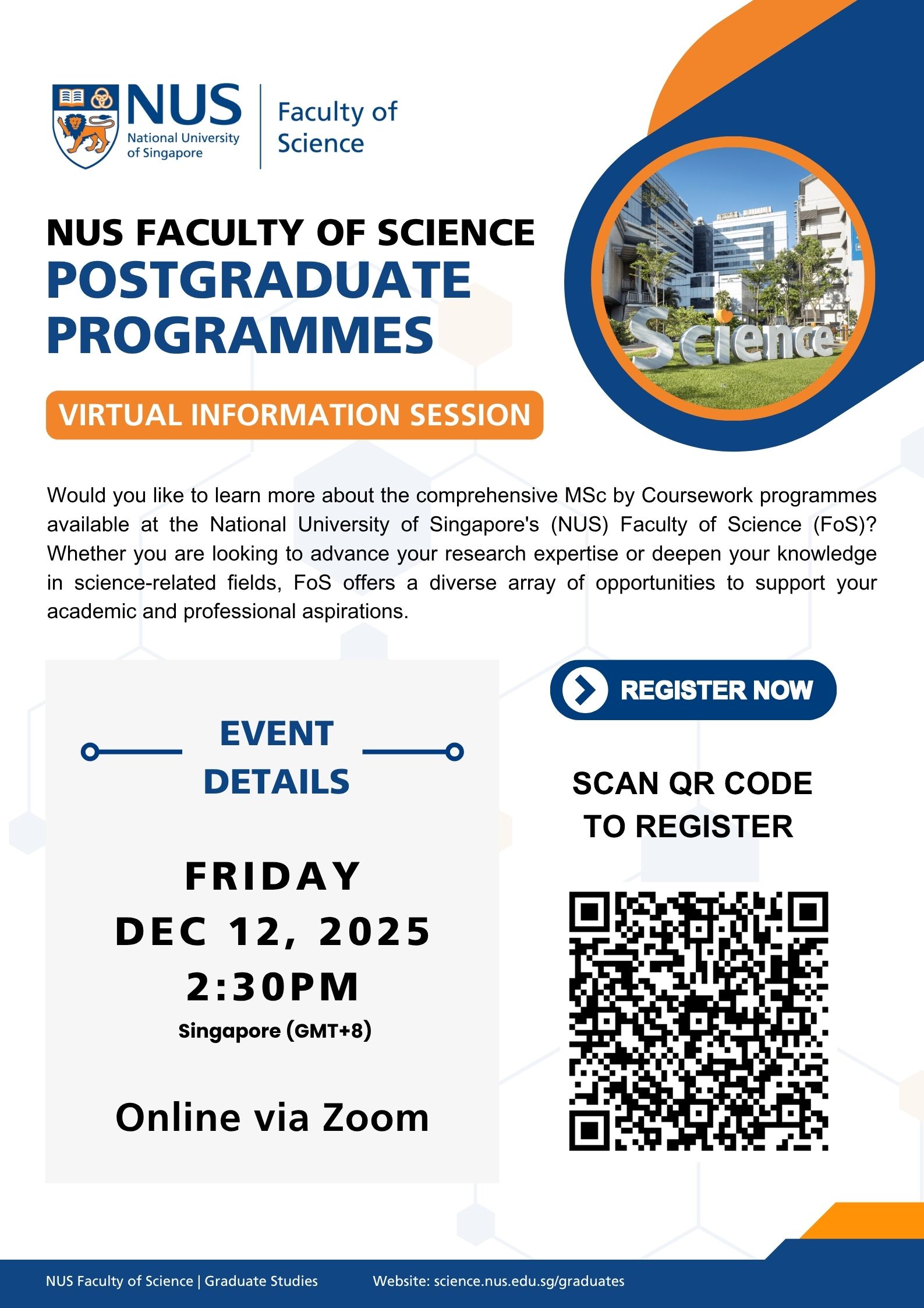 Invitation to join Postgraduate Programmes Virtual Information Session at National University of Singapore